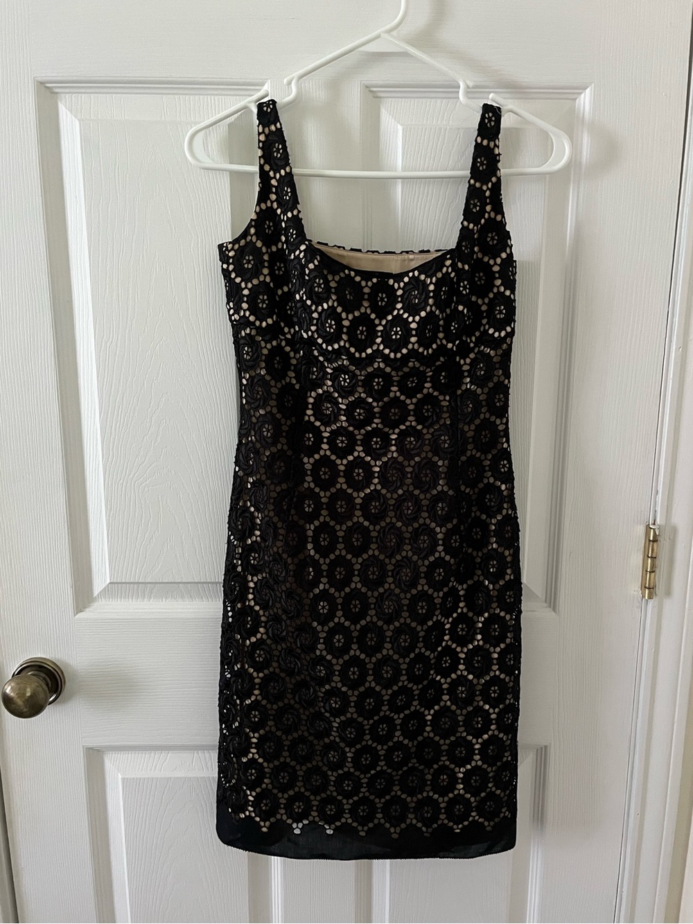 Elie Tahari Black Lace Overlay Sheath Dress